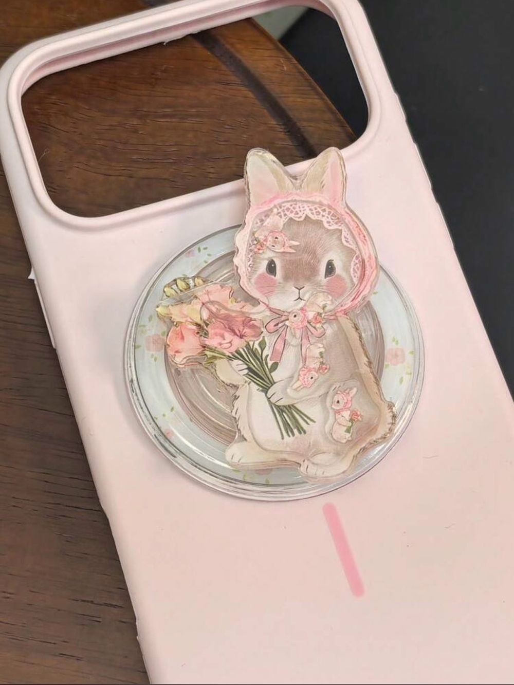🐰Floral Bunny Quicksand Style Rotatable Popsocket🐰